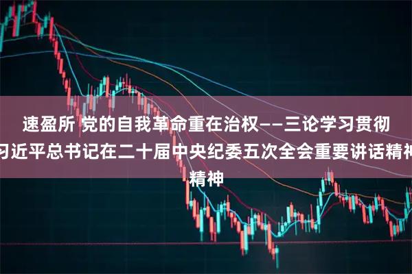 速盈所 党的自我革命重在治权——三论学习贯彻习近平总书记在二十届中央纪委五次全会重要讲话精神